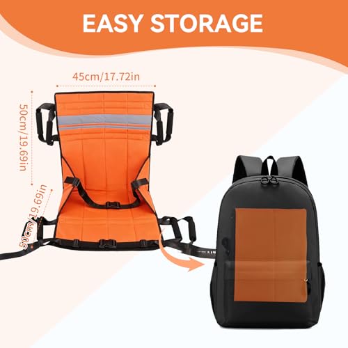 Transfer Sling with Reflective Strips, Patient Lift Pad for Elderly & Disabled, Stair Assist Evacuation Device, Wheelchair to Bed Car Transfer Aid, 8 Reinforced Handles, 260 lbs - color: Orange Reflective