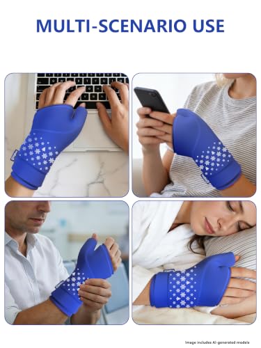 Wrist &Thumb Ice Pack Wrap-Thickened Gel for Long-Lasting Cold Compression - color: 1 Pack-blue, size: L/XL