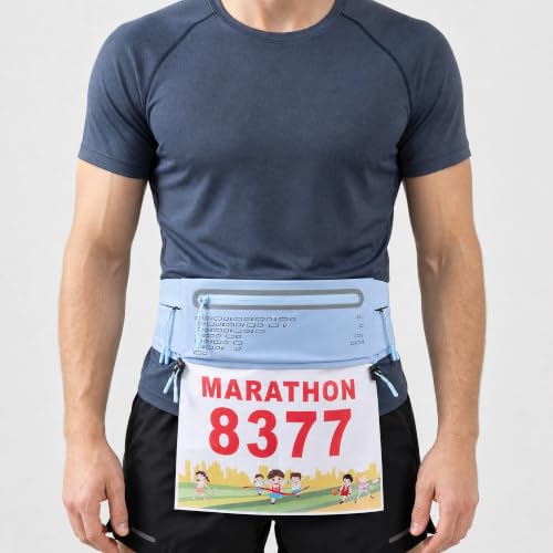 Running Belt Fanny Pack Men Women, Slim No-Bounce Waterproof Phone Holder - color: Blue