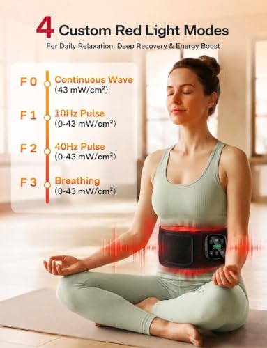 Red Light Therapy Massage Belt, Vibrating Infrared Light Wrap Pad for Body - color: Black With Wireless Control