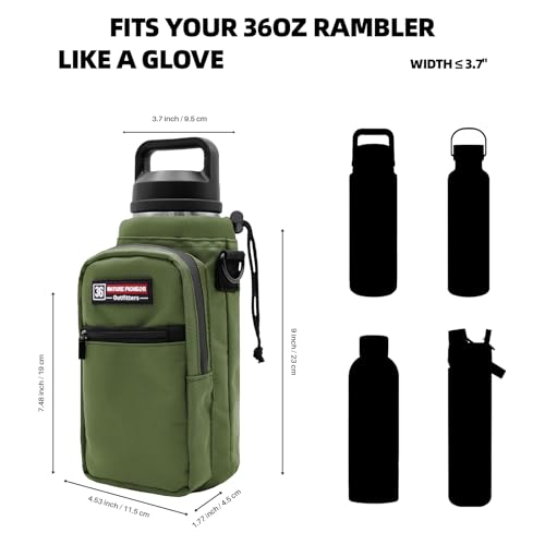 NATURE PIONEOR 26-128 oz Insulated Water Bottle Carrier Holder with Strap - color: Green, size: 32-36oz