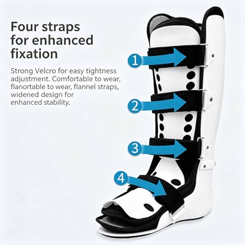 Adjustable Ankle Brace Rigid Orthosis Support Splint, Open Toe Ankle Stabilizer with 4 Hook-and-Loop Straps, Detachable Guard & Washable Liner, Post-Op Ankle Fixation for Sprain Recovery, Large Tall (One Size, Left foot)