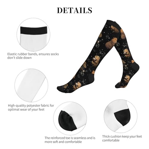 Compression Socks Knee High Circulation Support Socks For Women Men Athletic Running Work Hiking Cycling Travel - color: Capybaras