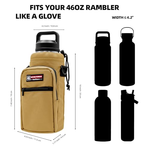 NATURE PIONEOR 26-128 oz Insulated Water Bottle Carrier Holder with Strap - color: Brown, size: 40-46oz