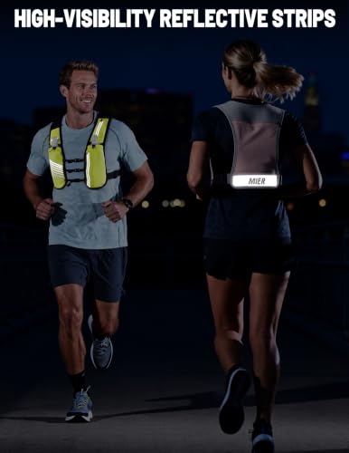 MIER Running Hydration Vest for Women Men, 500ml Soft Flask & Phone Holder - color: Neon Yellow, size: Medium-Large