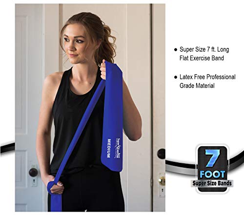 Mini Loop + Flat Resistance Band 5 Set, Latex Free - color: c. HEAVY STRENGTH BLUE Set
