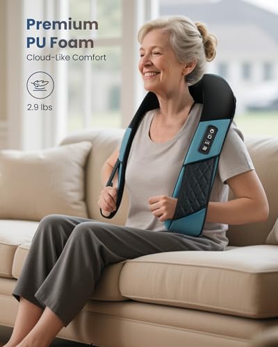COMFIER Cordless Neck Shoulder Massager with Heat,Black Blue - color: Black Blue