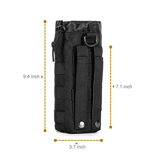 Upgraded Sports Water Bottles Pouch Bag, Tactical Drawstring Molle Water Bottle Holder Tactical Pouches, Travel Mesh Water Bottle Bag Tactical Hydration Carrier - color: BLACK_WaterPouch-Small Pouch