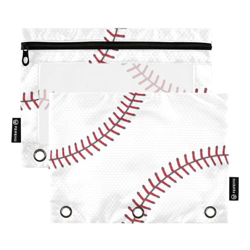 Baseball Pencil Pouches for 3 Ring Binder 2 Pack - color: Baseball