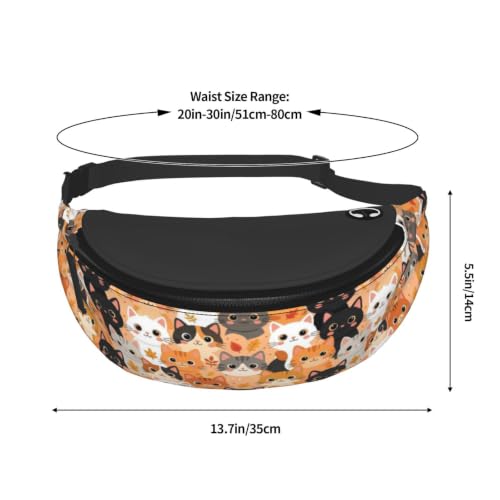 Dujiea Fanny Pack, Cute Cartoon Cats Waist Bag With Headphone Hole Belt Bag Adjustable Sling Pocket Fashion Hip Bum Bag For Women Men Kids Outdoors Casual Travelling Hiking Cycling - color: Cute Cartoon Cats