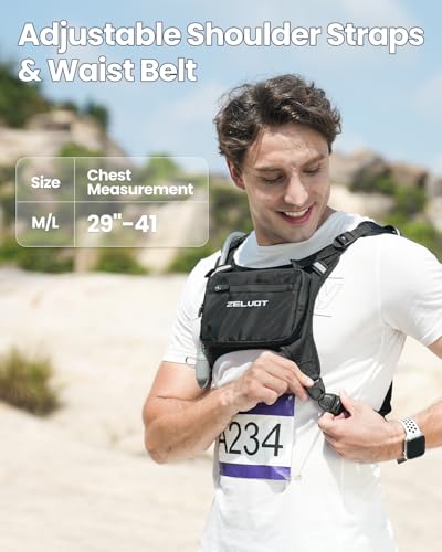Zelvot Running Vest with 1L Water Bladder, Chest Pack for Men Women - color: Black