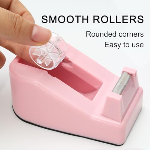 Desktop Tape Dispenser Heavy Duty Desk Accessories Floral Office Tape Dispensers, Weighted Non-Skid Base, Macaron Green - color: Macaron Green