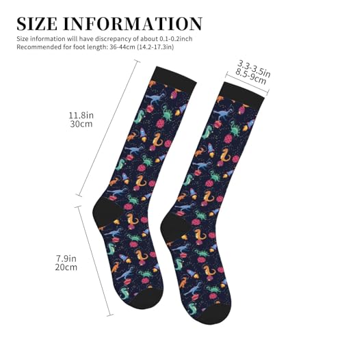 Crazy Fun Compression Socks, Unisex Knee High Support Socks - color: Dinosaur