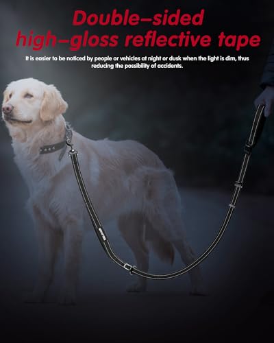 Hands Free Dog Leash, Multifunctional Crossbody Dog Leash - color: Black, size: Large-5.9-9.5ft