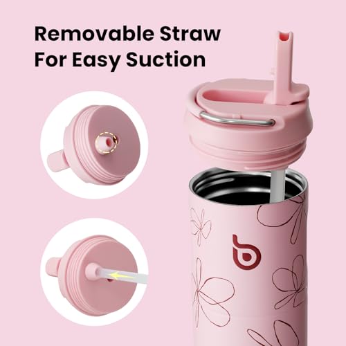 BOTTLE BOTTLE Insulated Water Bottle 24oz with Straw Lid and Handle Sports - color: Flower Frenzy
