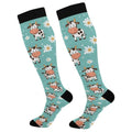 Wusikd Heartbeat Symbol Compression Socks for Women and Men Circulation Black Long Socks for Athletic Running 1 - color: Cow
