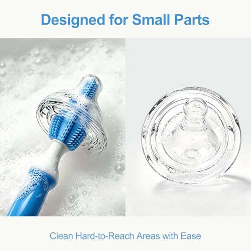 Bottle Brush Set 3-in-1, Including Long Handle Silicone Bottle Brush, Detail Cleaner, Straw Brush, Non Scratch Cleaning Brushes for Water Bottles, Tumblers and Glass (Blue) - color: Blue