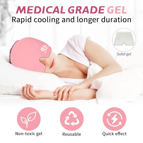Migraine Relief Cap, Soothing Headache Ice Face Mask Products - color: Pink+purple