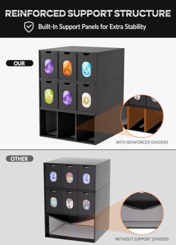Trading Card Storage Drawers, Cardboard Card Storage Box with Windows - size: 4 Rows × 4 Tiers (16 Drawers)