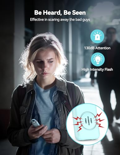 TECKNET Rechargeable Personal Safety Alarm for Women, 130dB Self Defense Keychain Alarm with SOS Strobe Light, Low Battery Notice, Personal Alarm Loud Siren Safety Keychain for Girls Kids Elderly - color: Blue