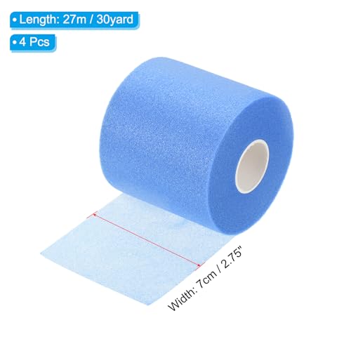PATIKIL Foam Pre Wrap Athletic Tape 2.75 Inch x 30 Yards, 4 Rolls Non-Adhesive Prewrap Headbands for Hair Soccer Sport Wrists Elbows Knees Ankles, Sapphire Blue - color: Sapphire Blue