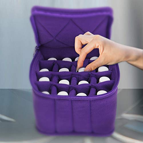 Weljoy Essential Oil Case 13 Bottle Organizer for 30ml 50ml 100ml 115ml 8oz, Travel Bag with Adjustable Dividers Foam Padded for Aromatherapy Roller Dropper Bottles (Purple, 5.9x5.9x5 in) - color: Purple