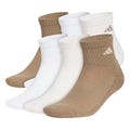 adidas Men's Athletic Cushioned Quarter Ankle Socks 6 Pairs - color: Khaki Six/White/Crystal Linen Beige, size: Medium