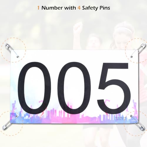 TRIWONDER Race Bibs Running Numbers with Safety Pins, Tyvek 4"x7" Large Numbers 1-500 for Marathon Runners Events Sports Games - color: Colorful [4"x7"] 1-100
