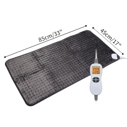 Ambershine 17''x33'' XXXL King Size Heating Pad with 12 Temperature Settings & 4 Auto-Off Countdown Timers, Pain Relief for Back/Neck/Shoulders/Abdomen/Legs(Dark Gray) - color: Dark Gray