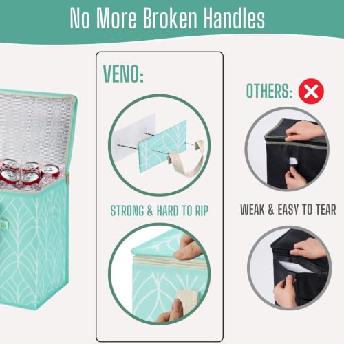 VENO 2 Pack Cooler Bag Insulated Grocery Bags for Food Delivery Heavy Duty - color: Evergreen, size: 2 Pack