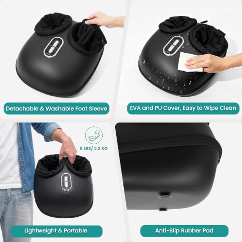 Nekteck Shiatsu Foot Massager with Heat & Air Compression Deep Kneading - color: Black, size: Large