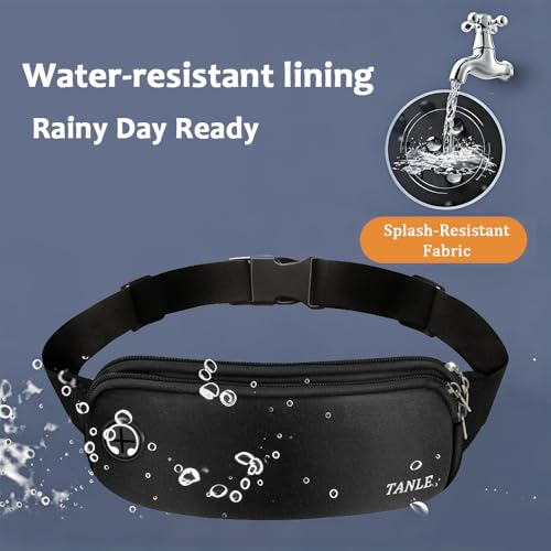 2PCS Waterproof Fanny Pack Waist Bag, Slim Sport Hip Pouch Bum Bag with Headphone Hole & Adjustable Strap, Lightweight Fannypack for Running Hiking Travel Women Men
