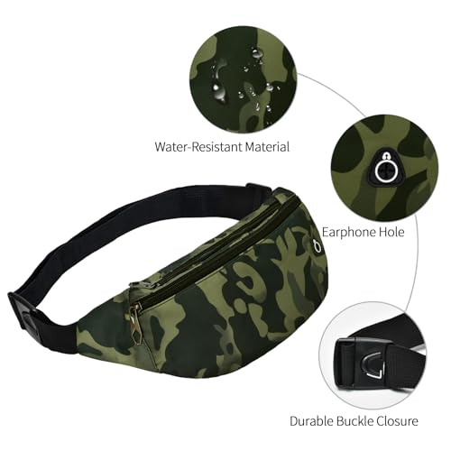 Fanny Packs for Men and Women Water-Repellent Sports Waist Pack Bag - color: 1pack-Black Camo