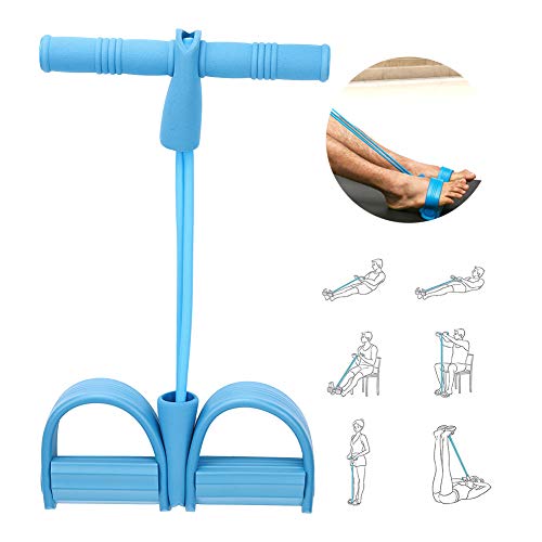 Sit Up Belt Pedal Tensioner, Multifunctional Pull Rope Body Trainer, Elastic Latex Yoga Body Trimmer Shaper, Tension Rope for Sit Up, Yoga Waist Arm Leg Stretch Training(Blue)