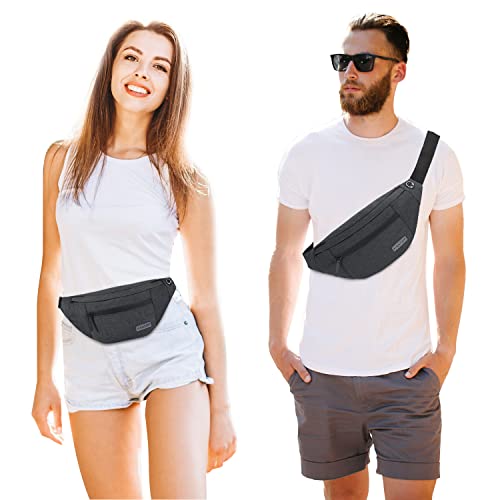 Small Crossbody Fanny Pack Women Men Shoulder Sling Bag Carrying All Phones - color: Dark Grey, size: Large
