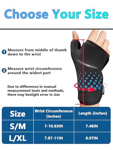 Wrist &Thumb Ice Pack Wrap-Thickened Gel for Long-Lasting Cold Compression - color: 1 Pack-black, size: L/XL