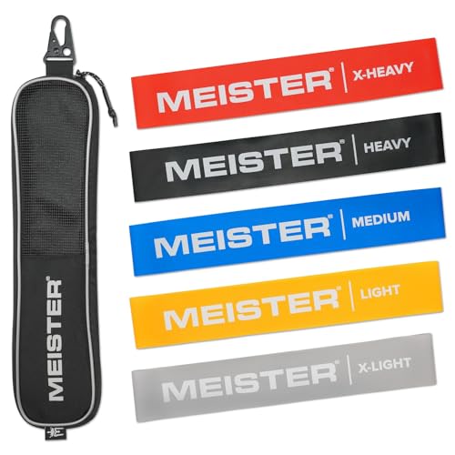 Meister Mobility Resistance Bands for Exercise, Stretching & Physical Therapy w/Carry Case - Set of 5 Loop Bands