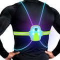 LED Reflective Running Vest Lights for Runners, Running Lights with Front Light, Safety USB Rechargeable Reflective Night Lights For Men/Women Running Walking Cycling, Three Light Modes with 7 Colors