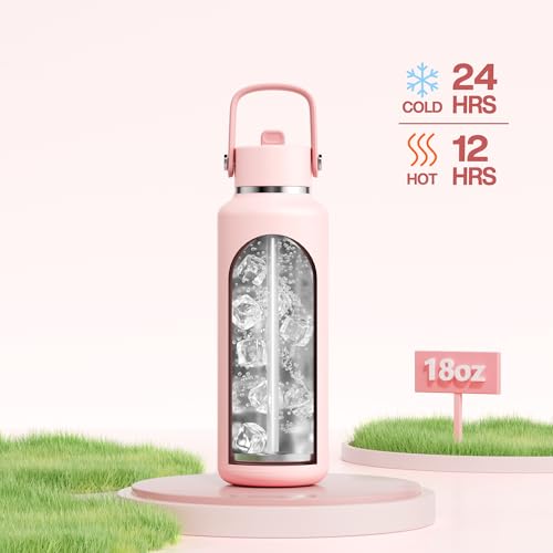 POWCAN 18 oz Water Bottle Insulated: Leakproof, Cold for 24H, CupHodler Friendly, Lid with Straw and Handle, Lightweight, Stainless Steel Water Bottle Kids for Camping, Gift for Girls (Cotton Candy) - color: Cotton Candy