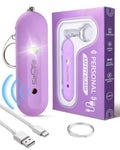 Personal Safety Alarm for Women - Waterproof Rechargeable Security Alarm - 140dB Extra Loud Siren with SOS Strobe Light - Self Defense Keychain for Women Girls Teens Seniors - color: Purple
