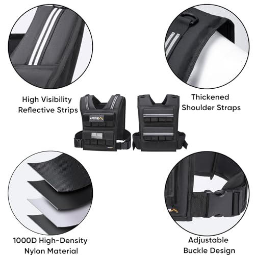 APEXUP Weighted Vest Men, Adjustable Weight Vest for Running - color: Black, size: Vest Only-40lbs