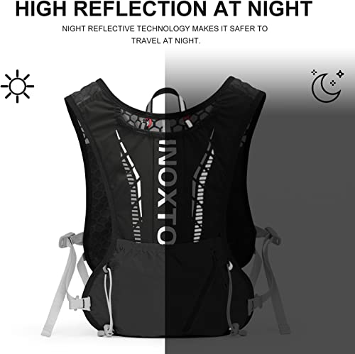 INOXTO Running Hydration Vest Backpack,Lightweight Insulated Pack with 1.5L Water Bladder Bag Daypack for Trail Hiking Running Cycling Race Marathon for Women Men - color: Dark black stripe