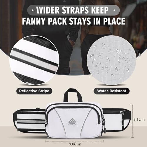 Fanny Pack for Men Women Waist Bag with Water Bottle Holder for Hiking, Travel,Dog Walking, Workout (White) - color: White