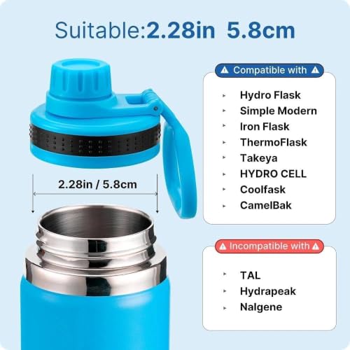 Spout Lid for Thermoflask, Takeya, Simple Modern 12-64oz Wide Mouth Bottle - color: Sky Blue+Black