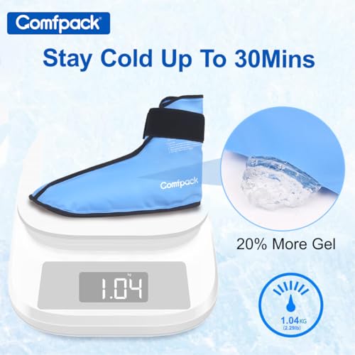Comfpack Foot Ankle Ice Pack Wrap for Plantar Fasciitis, 2 Packs - size: L Blue - 2Packs