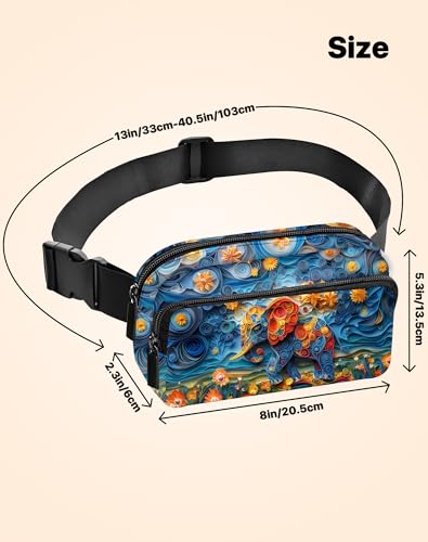 Elephant Fanny Pack Fashion Belt Bag Lightweight Waist Pouch with Adjustable Strap Mini Crossbody Bags for Women Travel Sports Running - color: Dark Blue