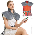 Electric Heating Pad for Neck Back Shoulder Pain Relief, 25"x37" Large Full Body Weighted Heated Pad for Menstrual Cramps - 5 Heat Levels/Snug Fit, Birthday Gifts for Women Men Mom Dad Elders - color: Gray