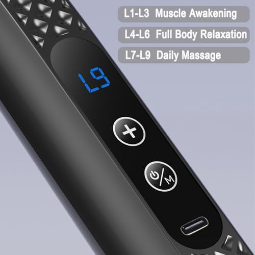 Massage Gun with Upgraded Extension Handle, Massage Gun Deep Tissue - Back Massager for Relief Deep Tissue, Muscles/Neck/Shoulders/Waist/Legs Massager,5 Replaceable Heads&9 Speed Levels (Black) - color: Black