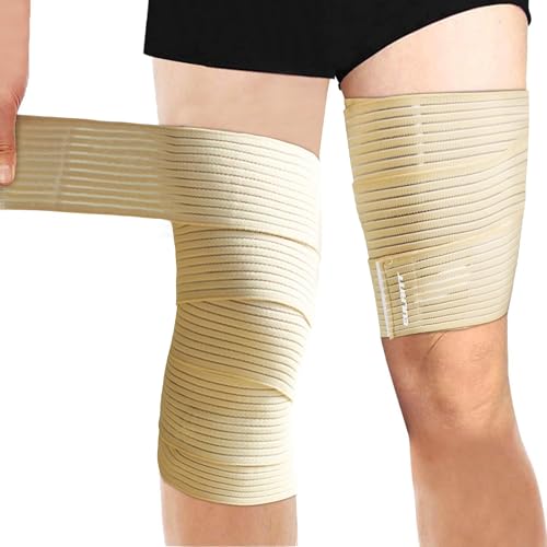 EULANT 180cm Elastic Legs Support Brace,Adjustable Compression Leg Wraps - color: Beige, size: 180cm