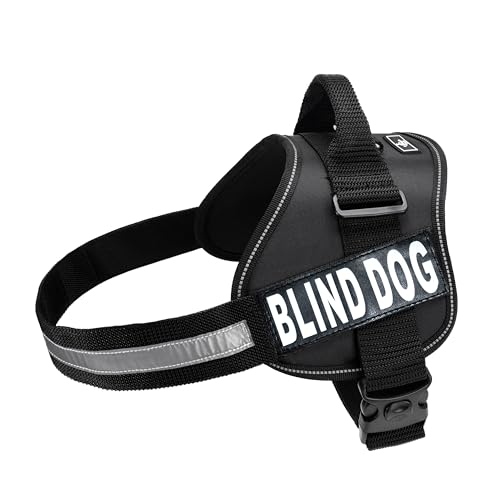 Doggie Stylz Blind Dog Harness, No Pull, No Escape - color: Black, size: Girth 19-25"